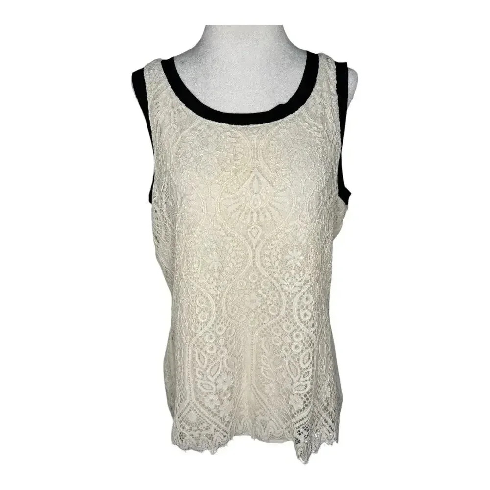 Tommy Hilfiger Women's Large Lace Tank Top‎ White Camisole